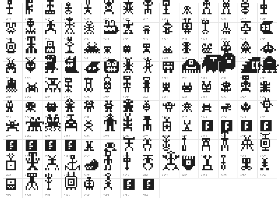 MonstaPix Regular Character Map