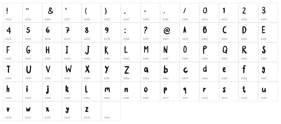 Monstahs Ink Regular Character Map