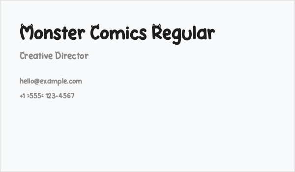 Monster Comics Regular Business Card