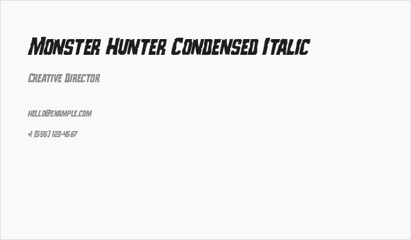 Monster Hunter Condensed Italic Business Card