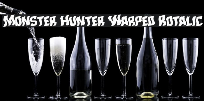 Monster Hunter Warped Rotalic Font examples