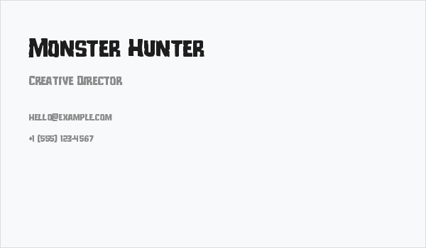 Monster Hunter Business Card