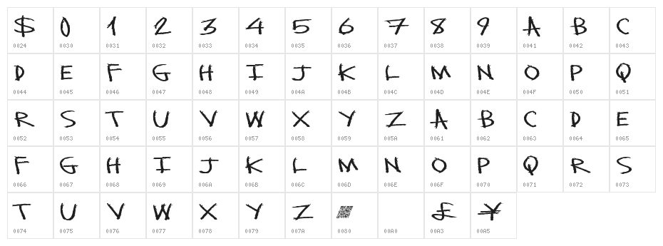 MonsterSlash Character Map