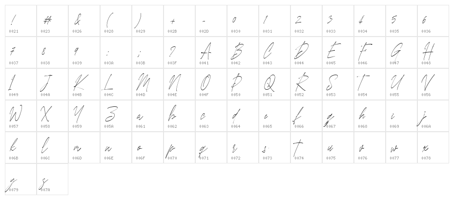Monstera Regular Character Map