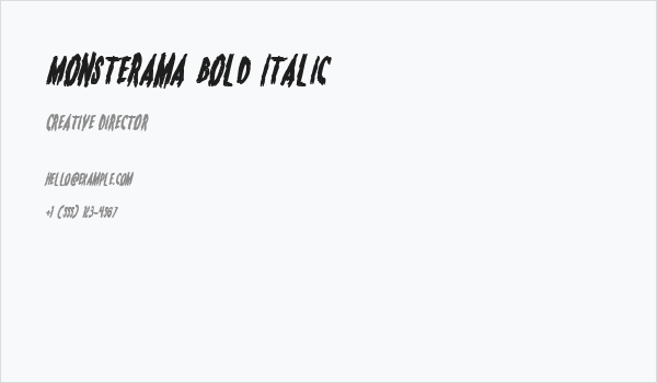 Monsterama Bold Italic Business Card