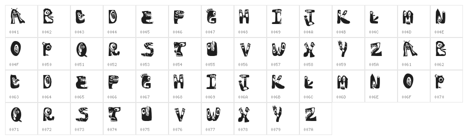 MonstoCaps Character Map