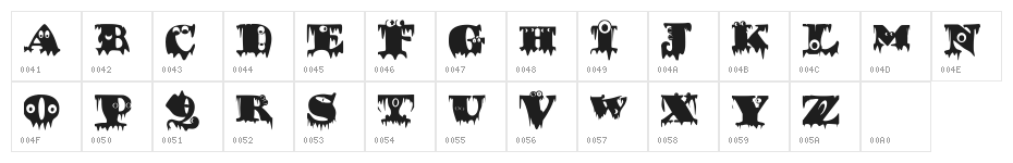 Monstors Regular Character Map