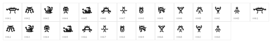 Monstra Regular Character Map