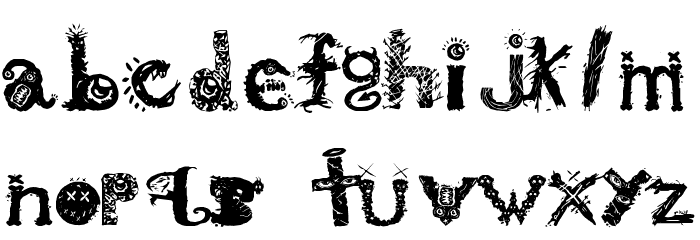 Monstrous Zosimus Schriftart Kleinbuchstaben
