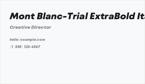 Mont Blanc-Trial ExtraBold Italic Business Card
