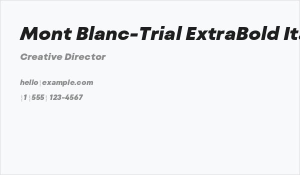 Mont Blanc-Trial ExtraBold Italic Business Card