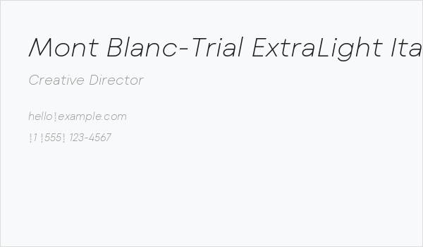 Mont Blanc-Trial ExtraLight Italic Business Card