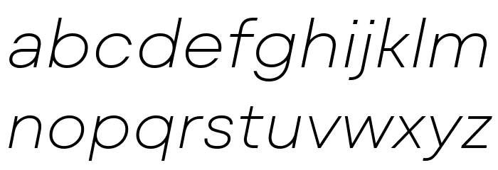 Mont Blanc-Trial ExtraLight Italic Font LOWERCASE