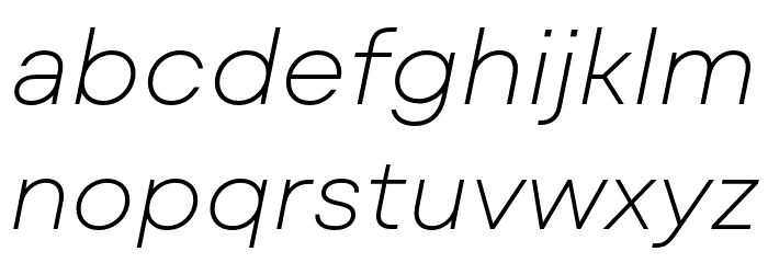 Mont Blanc-Trial ExtraLight Italic Font LOWERCASE