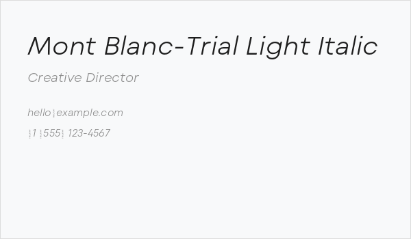 Mont Blanc-Trial Light Italic Business Card