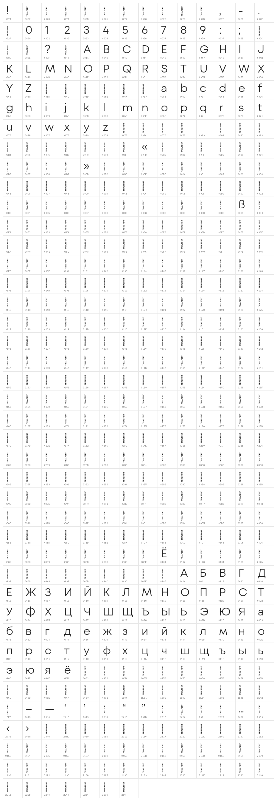 Mont Blanc-Trial Light Character Map