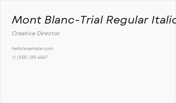 Mont Blanc-Trial Regular Italic Business Card