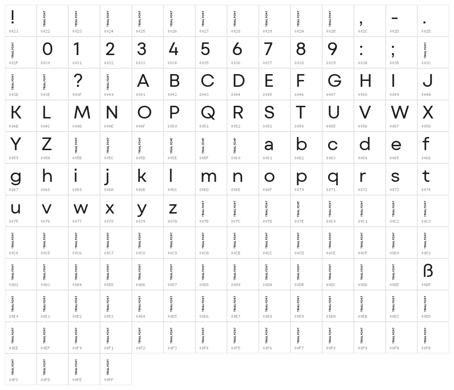 Mont Blanc-Trial Regular Character Map