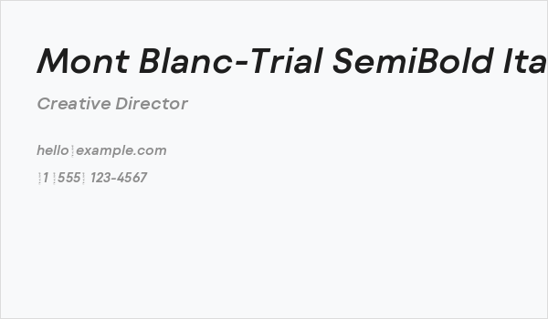 Mont Blanc-Trial SemiBold Italic Business Card
