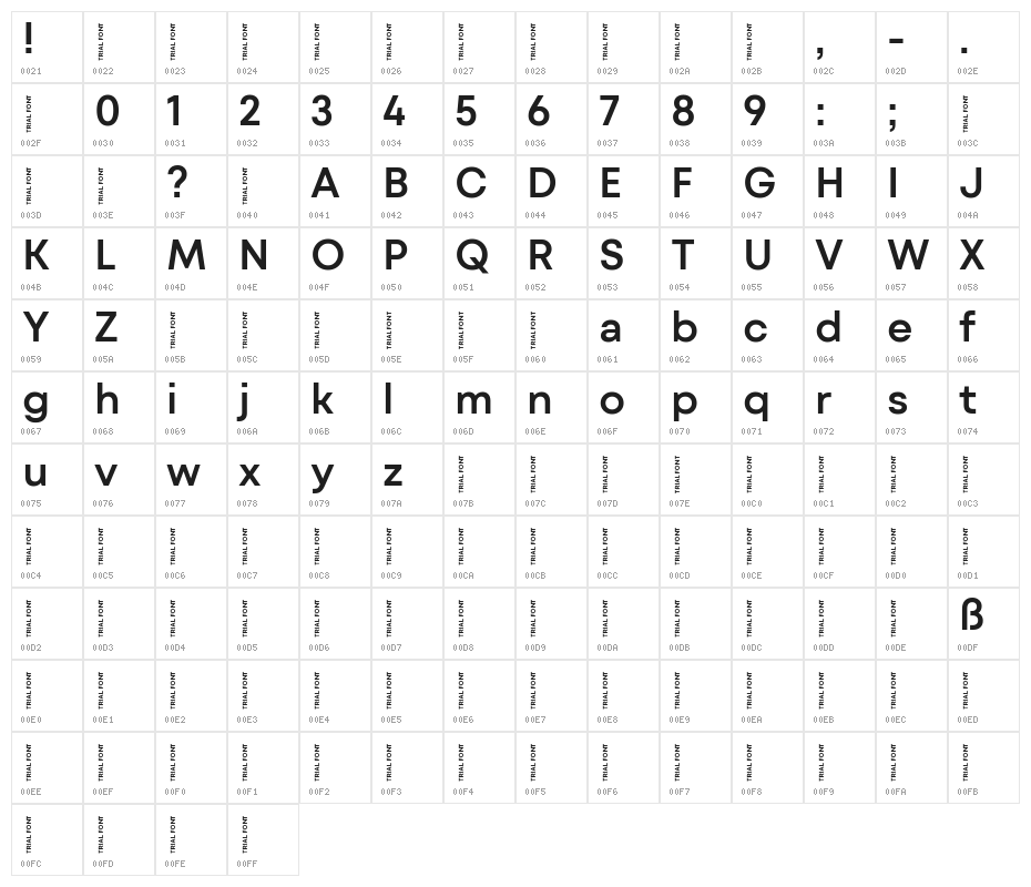 Mont Blanc-Trial SemiBold Character Map