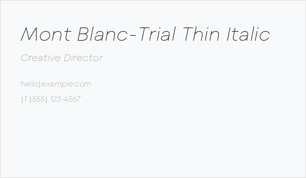 Mont Blanc-Trial Thin Italic Business Card