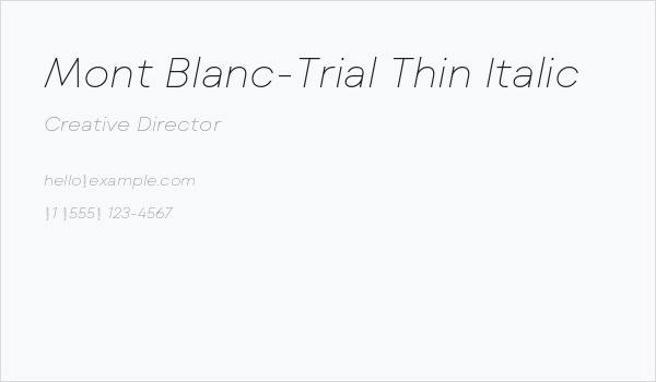Mont Blanc-Trial Thin Italic Business Card