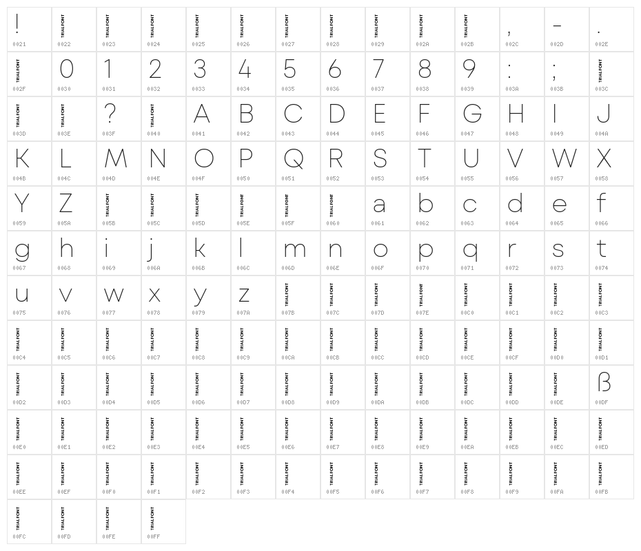 Mont Blanc-Trial Thin Character Map