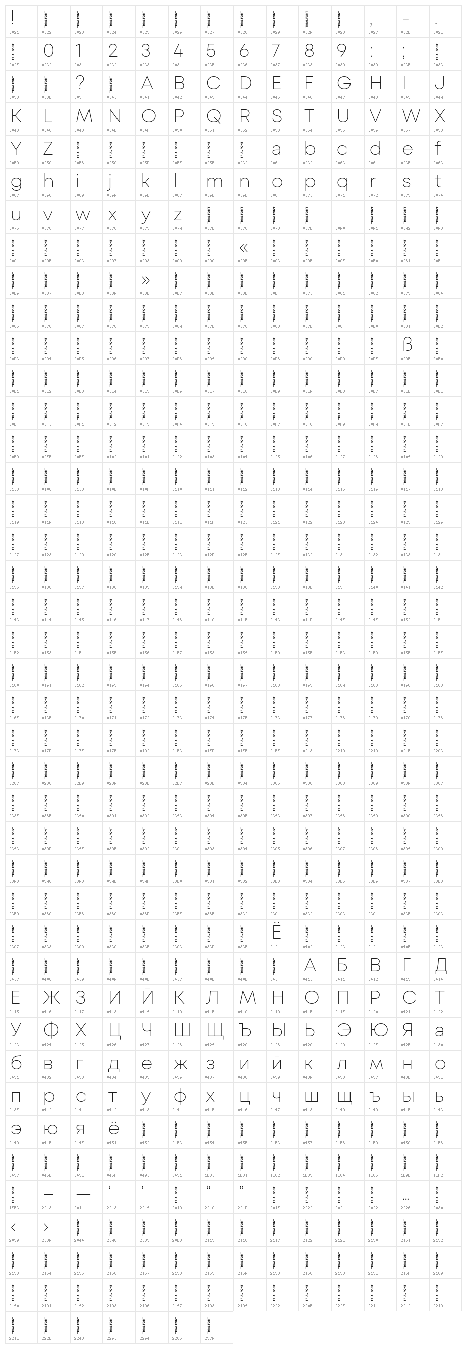 Mont Blanc-Trial Thin Character Map