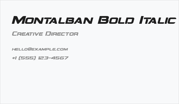 Montalban Bold Italic Business Card