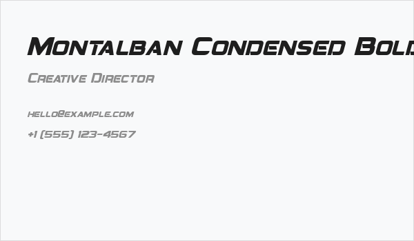 Montalban Condensed Bold Italic Business Card