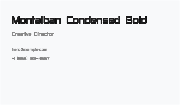 Montalban Condensed Bold Business Card