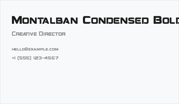 Montalban Condensed Bold Business Card