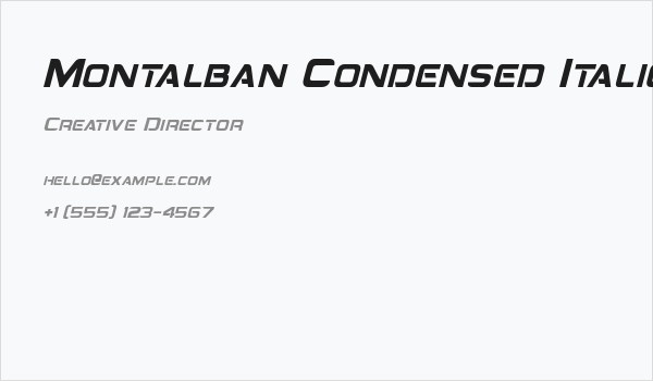 Montalban Condensed Italic Business Card