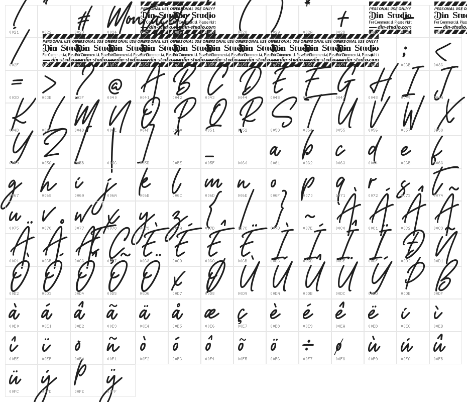 Montaseli Script Character Map