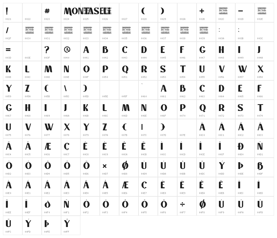 Montaselisans Personal Use Character Map