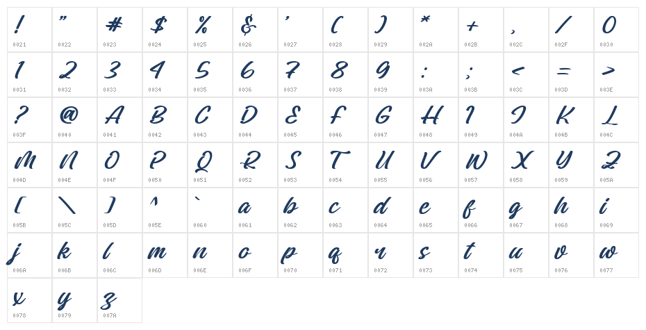 Montavie Regular Character Map