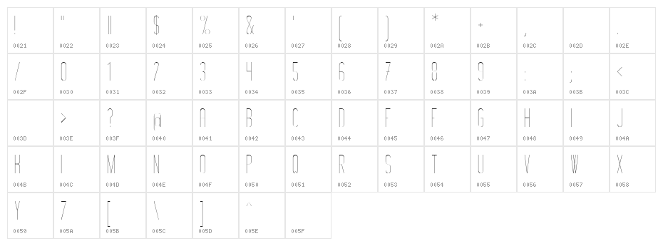 Montepetrum Thin Character Map