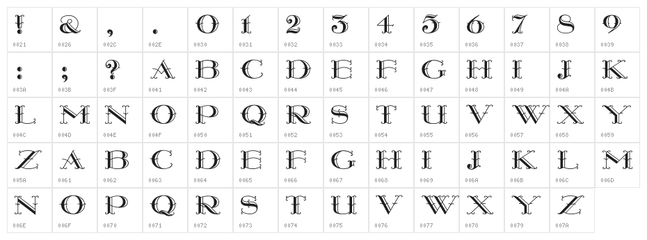 MontereyWide Character Map