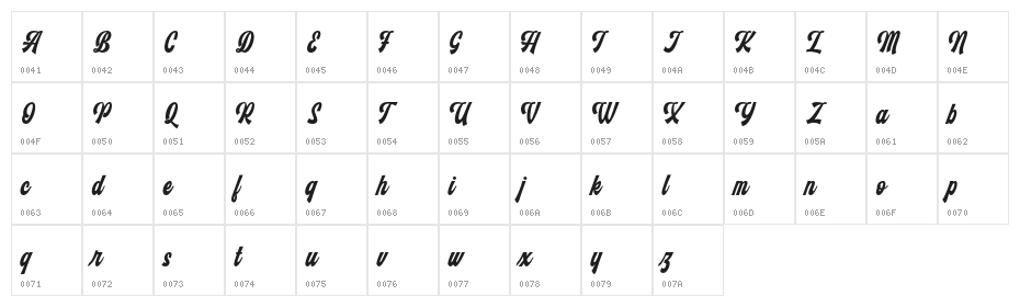 Monthelo-Regular Character Map