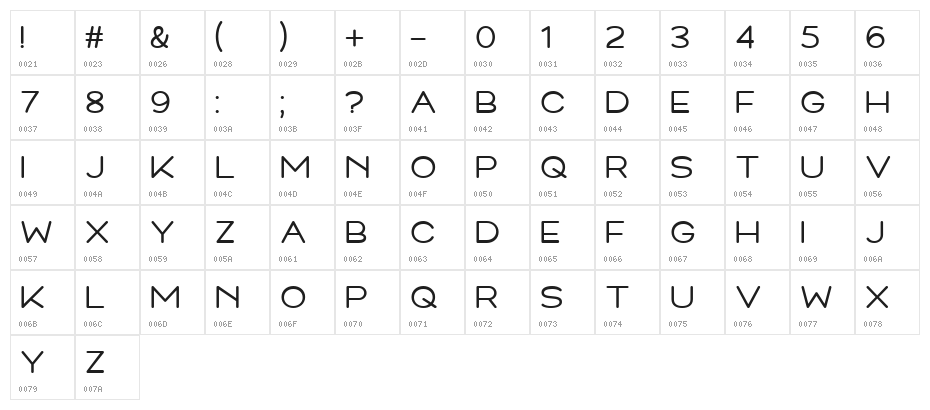 Montrelo Regular Character Map