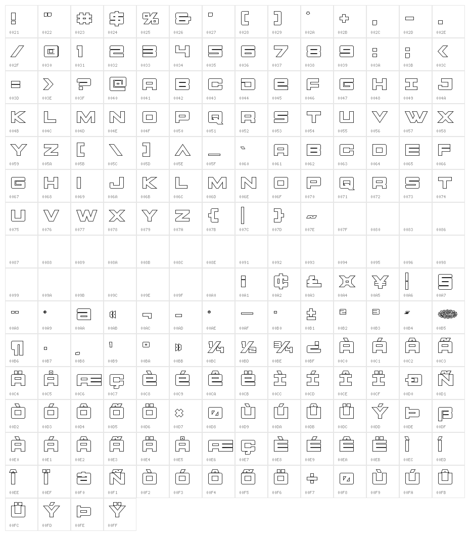 Montroc Outline Character Map