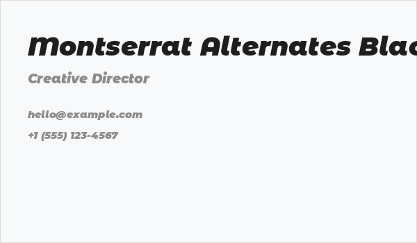 Montserrat Alternates Black Italic Business Card