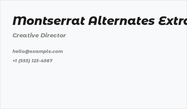 Montserrat Alternates ExtraBold Italic Business Card