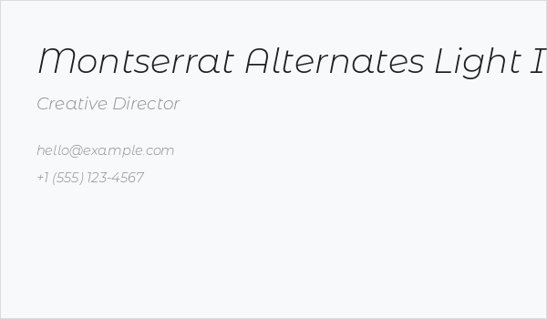 Montserrat Alternates Light Italic Business Card