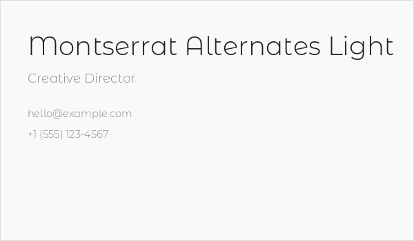 Montserrat Alternates Light Business Card