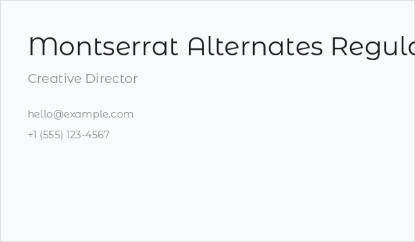 Montserrat Alternates Regular Business Card
