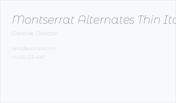 Montserrat Alternates Thin Italic Business Card