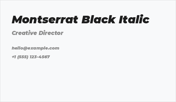 Montserrat Black Italic Business Card