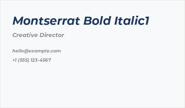 Montserrat Bold Italic1 Business Card