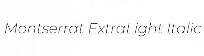 Montserrat ExtraLight Italic  Frei Schriftart Herunterladen